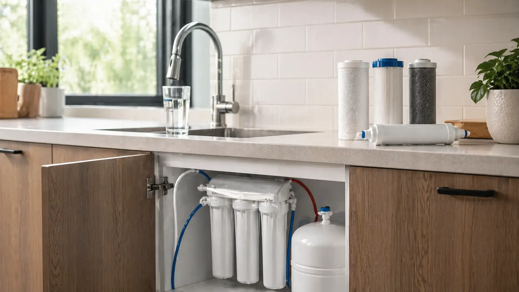 Cartouches d’osmoseur et système de filtration dans une cuisine moderne