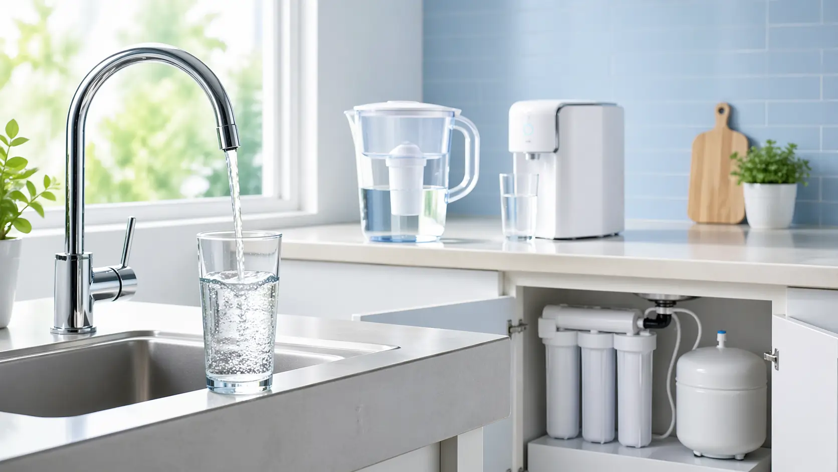 Filtrer l’eau du robinet à la maison dans une cuisine moderne