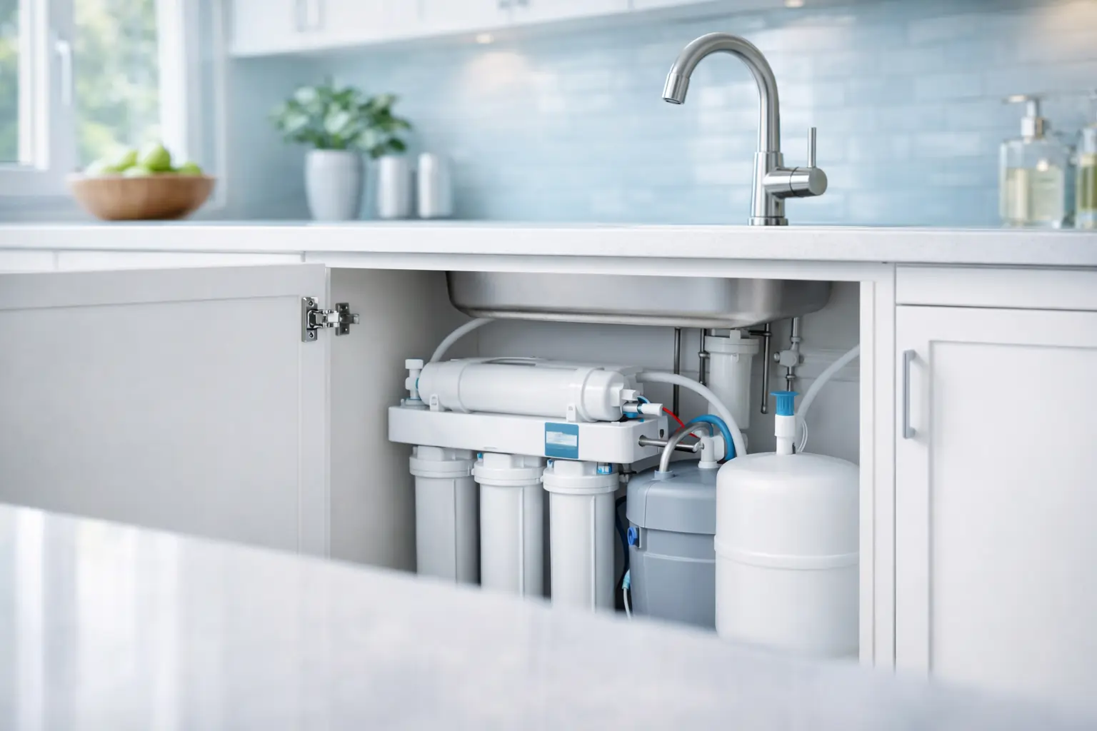 Osmoseur sous évier installé dans une cuisine moderne