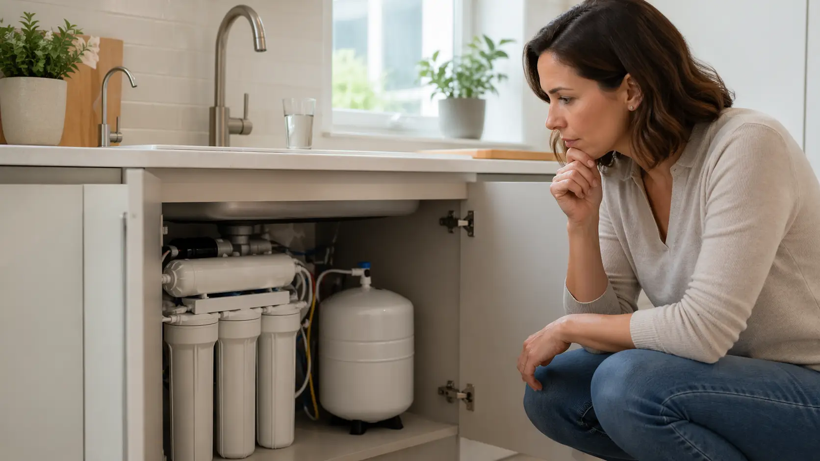Osmoseur domestique dans une cuisine moderne pour illustrer les inconvénients à connaître avant achat